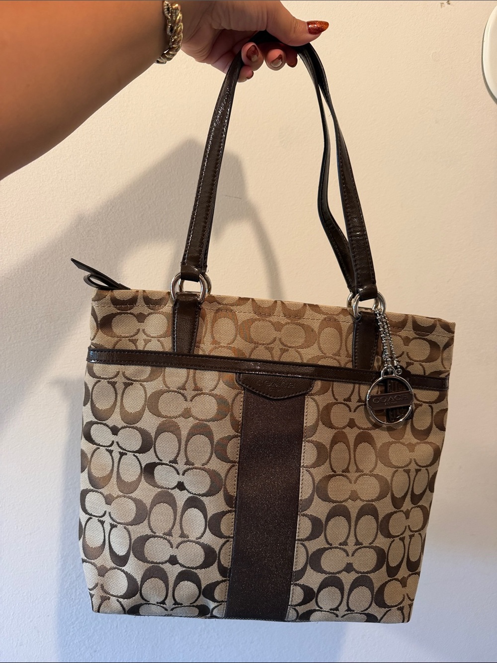 Coach Signature Canvas Tote in Brown and Cream